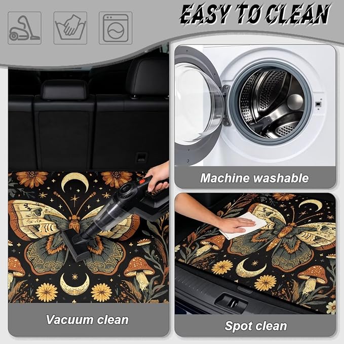 Moon Moth Cargo Liners Dustproof Car Rear Floor Mats, All Weather Trunk Protection Non Slip Cargo Mat Cover Universal Fits for Cars SUV Sedan Auto Accessories Decor