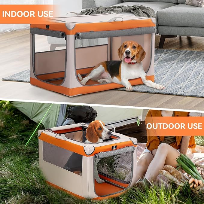 A 4 Pet 30-in Collapsible Soft Dog Crate, Medium Dogs, Travel | patented screw frame, Lockable zippers, waterproof base, washable cover, outdoor/indoor/car