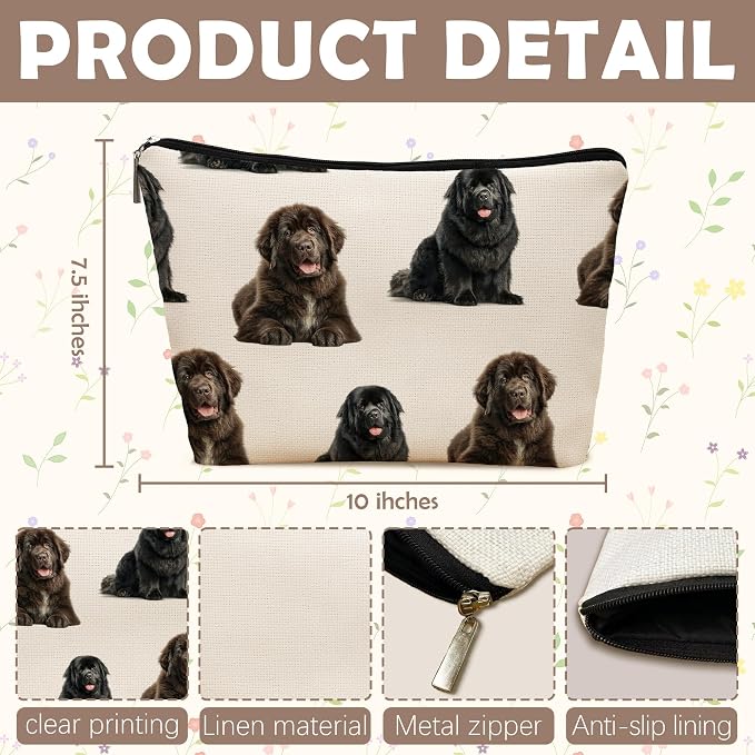 Newfound Dog Makeup Bag, Newfound Lovers Gifts Cosmetic Bag for Women, Dog Mom Lovers Owner Gifts for Women Christmas, Pet Lover Gift Zipper Travel Makeup Pouch for Purse