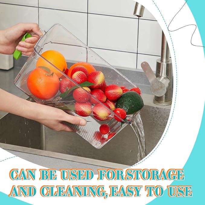 Havawish Ice Storage Bin and Flexible Scoop Set Plastic Freezer Bin | Freezer Ice Bin Scoop, Clear Bucket Container, Pull Handle, Flexible Storage, 10.83 X 7 X 4.33 in