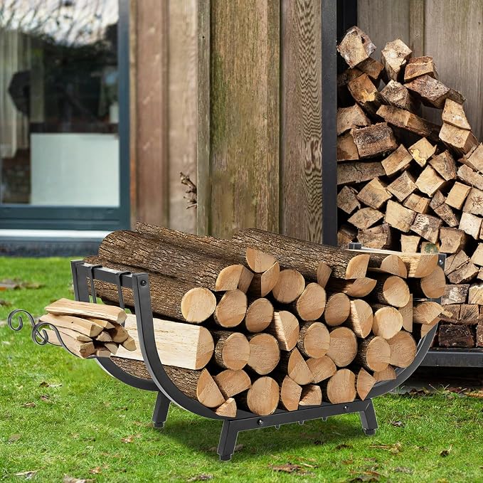 Kendane 30" Firewood Rack Outdoor and Indoor, Compact Firewood | log Storage & Holder,Stable Log Holder with Reinforced Steel Frame, Waterproof Rustproof Wood Storage Rack for Fireplaces