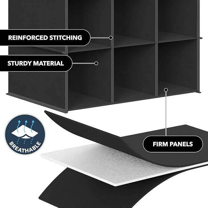 Simple Houseware 24 Section Shelves Hanging Shoes Organizer, Black | 3 Metal Hooks, 8 Tier, Holds Up to 24 lbs
