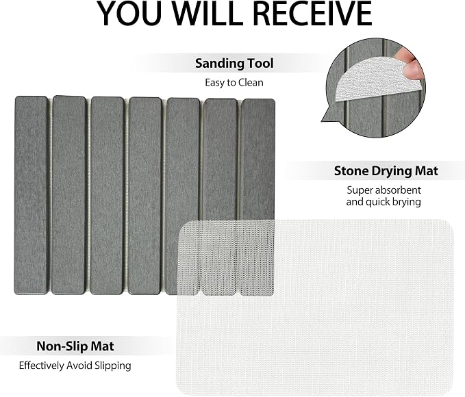 Stone Drying Mat of Kitchen Counter, Water Absorbent Diatomite Bath Mat