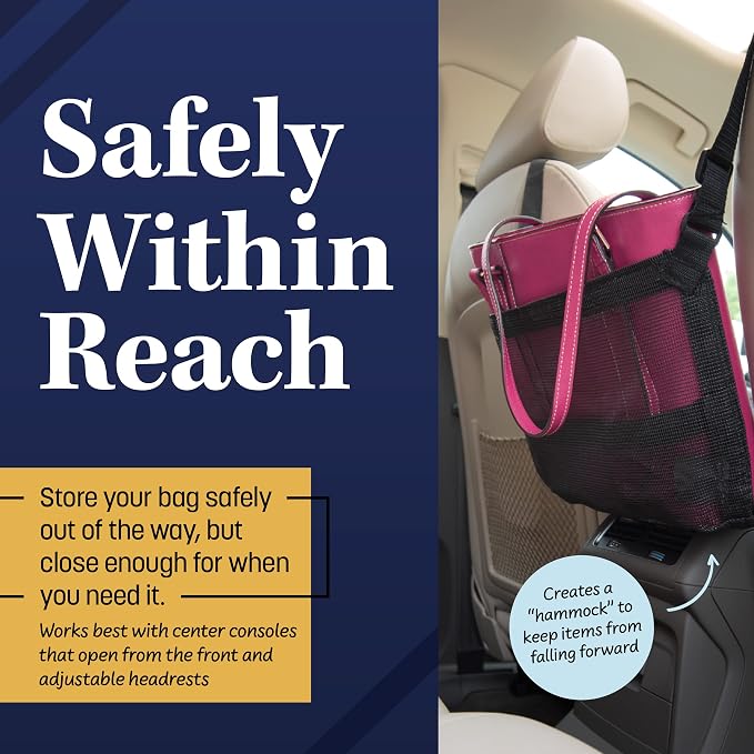 Car Cache – Car Purse Storage (Patented) with Pocket for Small Items - Dog Barrier Too