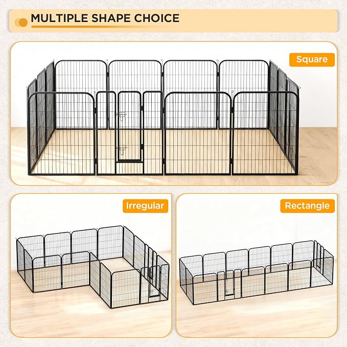 BestPet Indoor Dog Playpen,40inch 16 Panels Dog Pen Fence Outdoor Pet Playpen Pet Exercise Pen for RV Camping Yard, Black