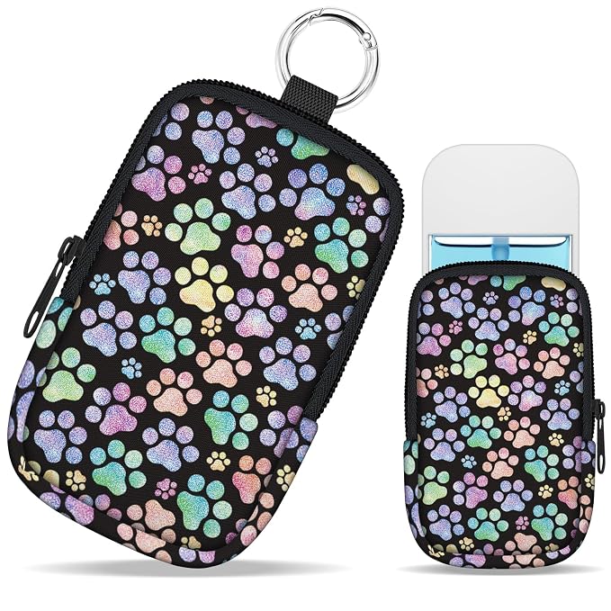 Hand Sanitizer Holder, Dog Paw Spray Case Zippered Pouch | Keychain, Travel Size, Cute Fashion Accessory with Snap Hook, for Glow Mist and Power Mist 1FL OZ, Mini Small Pocket Clip on