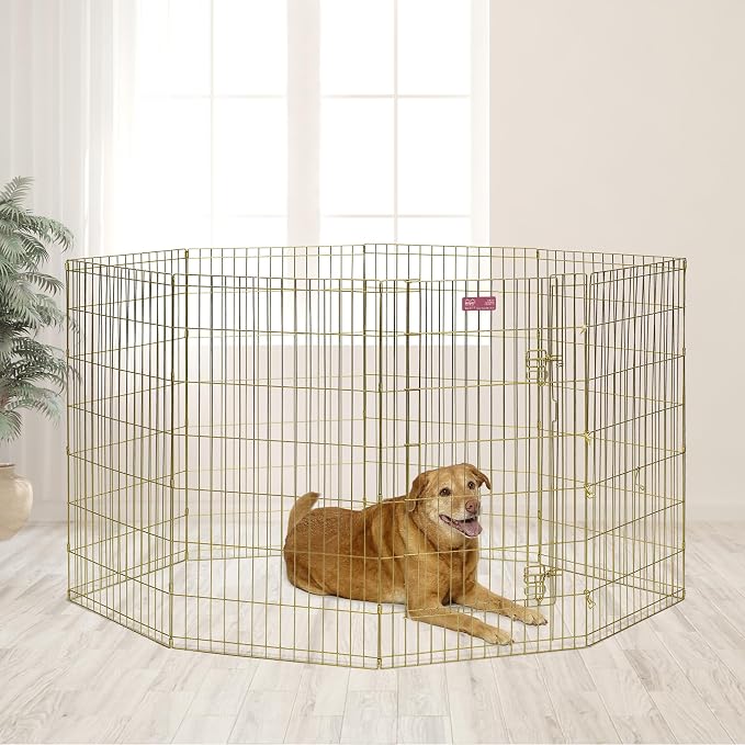 MidWest 42-Inch Exercise Pen, Single Door, 16 Sq Ft Play Area | for Indoor and Outdoor Use, Large Door Opening & Secure Latch, Easy to Set Up, Foldable Playpen