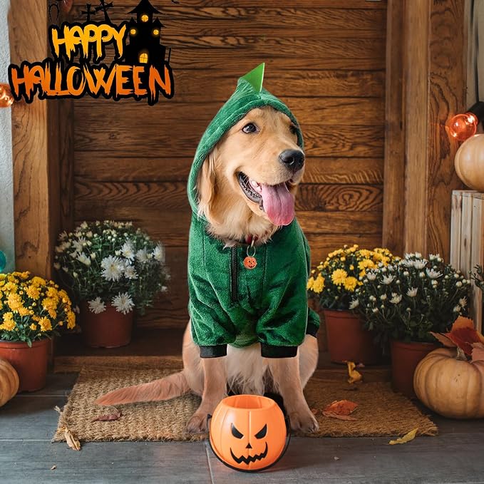 Idepet Large Dogs Halloween Dinosaur Costume Jacket Pet Dog Warm Fleece Winter Clothing Outfits Funny Apperal Golden Retriever Pitbull Clothes Hoodie (7XL)