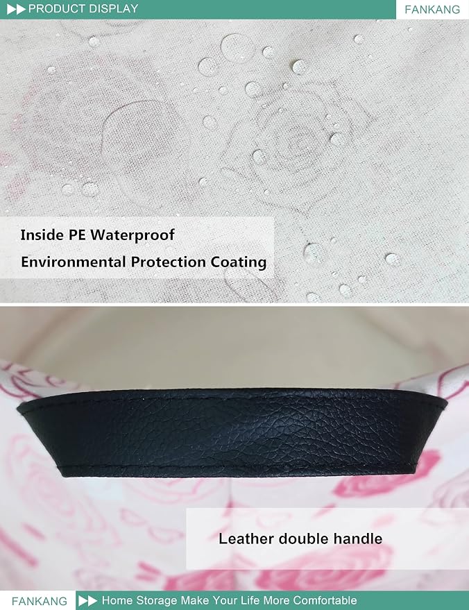 Roses Storage Bin Foldable Nursery Basket | Foldable with Waterproof PE Coating Organizer Bin for Kids Boys and Girls,Office,Bedroom,Clothes