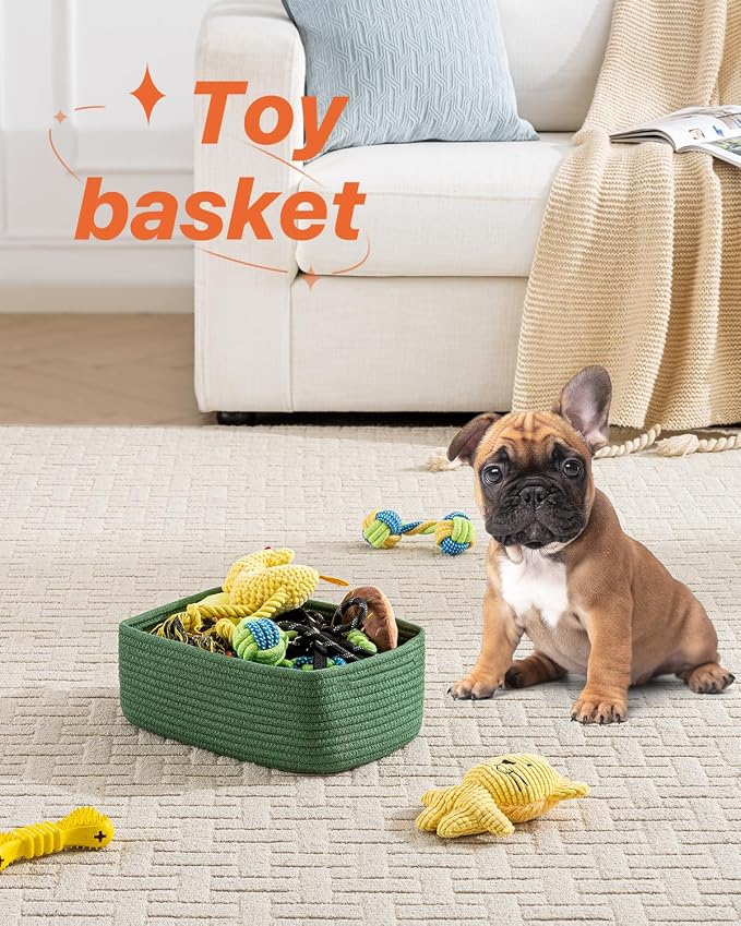 KALLAX Small Woven Storage Basket for Organizing, 12 x 8 x 4.5 inch, 3 Pack | Shelf baskets for closet organization, toy storage and home decor, Perfect as empty gift baskets for holidays, Green