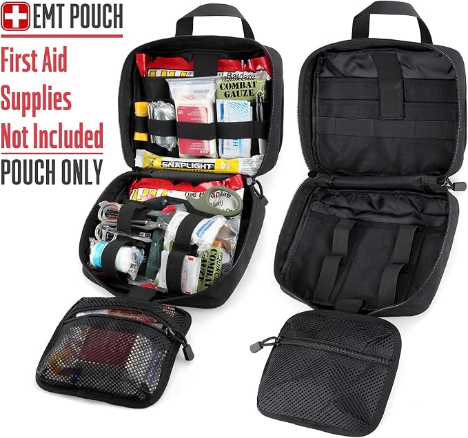LIVANS Medical Bag, First Aid Bag Empty for Emergency & Trauma Kits | Molle Quick Release Design, Headrest Mount, Includes Flag and Cross Patch,Versatile for Tactical, Camping, Hiking and Travel