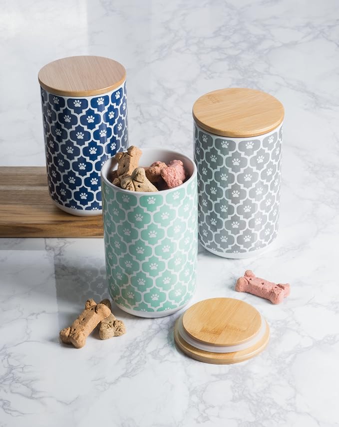 Bone Dry Lattice Collection Pet Bowl & Canister,Nautical Blue, Treat Canister, 4 x 6.5 in (Pack of 6)