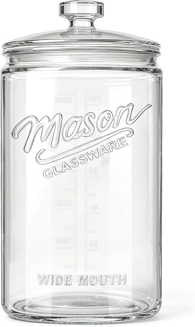 1.5 Gallon Glass Cookie Jar, 1 Pack Large Food Storage Container | Tall Glass Jar with Airtight Lid and Silicone Gasket, Wide Mouth Sourdough Starter Jar for Pantry Storage, Dog Treats, Candy