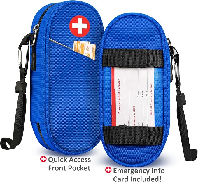 SITHON EpiPen Medical Carrying Case Insulated Medication Organizer Bag | Emergency Medical Travel Pouch Holds 2 EpiPens, Asthma Inhaler, Anti-Histamine, Auvi-Q, Allergy Medicine Essentials