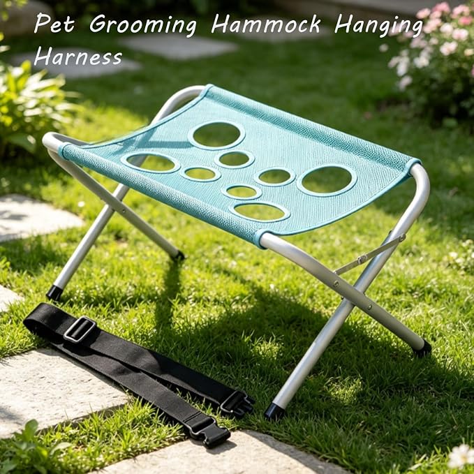 Pet Grooming Hammock Hanging Harness, 2-in-1 Dog Bath Hammock with Stand (Pink)