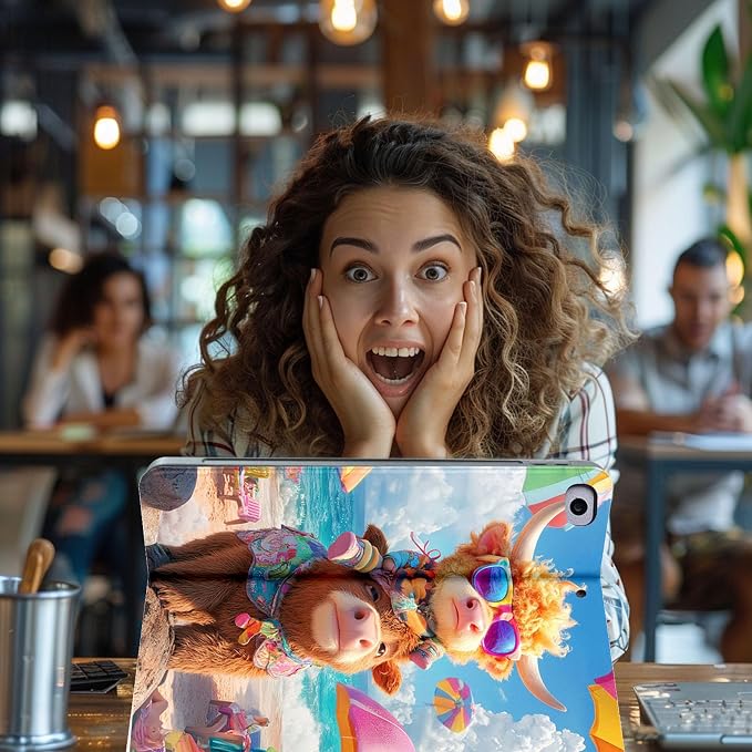 for Microsoft Surface Go 4/3/2/1-10.5" 2021 Tablet Case,Auto Wake/Sleep,Adjustable Stand Protective Cover - Cartoon Cow
