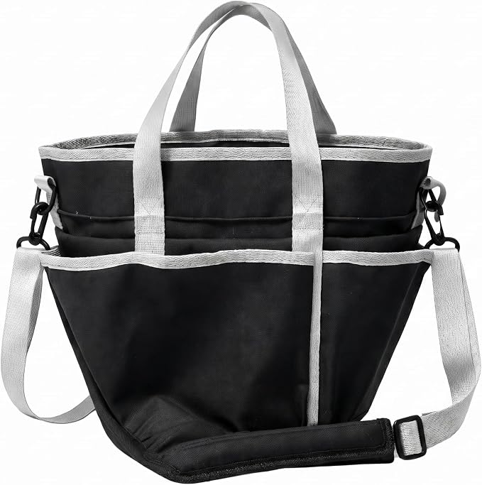 Horse Grooming Tote Bag with 6 Pockets & Drawstring Closure, Portable Grooming Bag for Horses, Waterproof Tack Bag with Shoulder Strap for Horse Grooming Supplies, Equestrian Grooming Kit Organizer