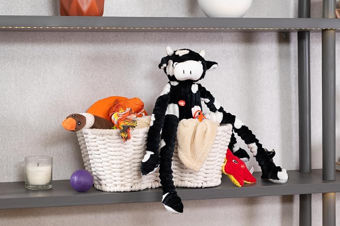 OtterPets Dog Toy Basket, Cotton Rope Bone Shaped Dog Toy Bin, 17x13” | Handmade dog toy box, dog toy storage, dog basket, basket for dog toys, dog storage, 17 x 13 in, natural cotton rope