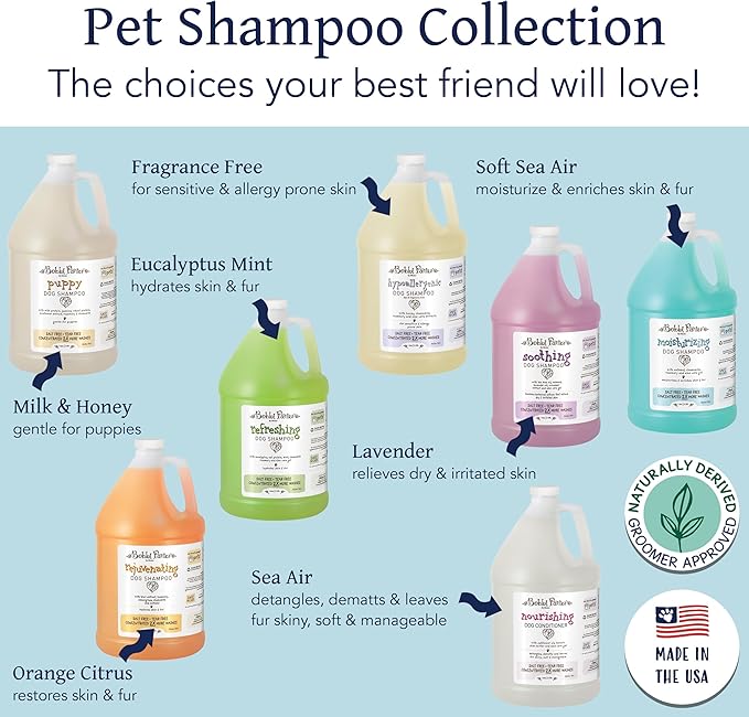 Bobbi Panter Oatmeal Dog Shampoo Aloe Vera, Chamomile & Rosemary – Moisturizing Natural Formula for Dry Skin, Tear-Free, 30:1 Concentrate, 1 Gallon (Case of 4)
