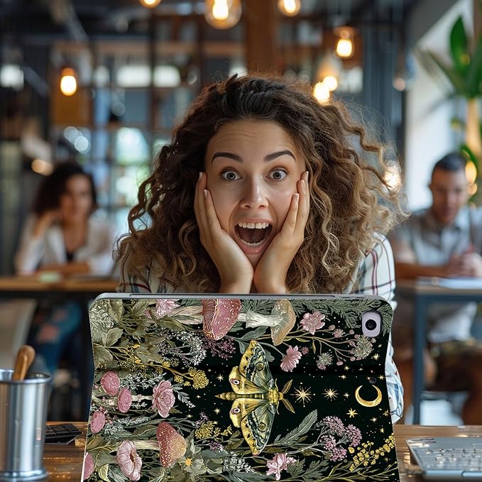 for Microsoft Surface Go 4/3/2/1-10.5" 2021 Tablet Case,Auto Wake/Sleep,Adjustable Stand Protective Cover - Moth Mushroom Starry Night