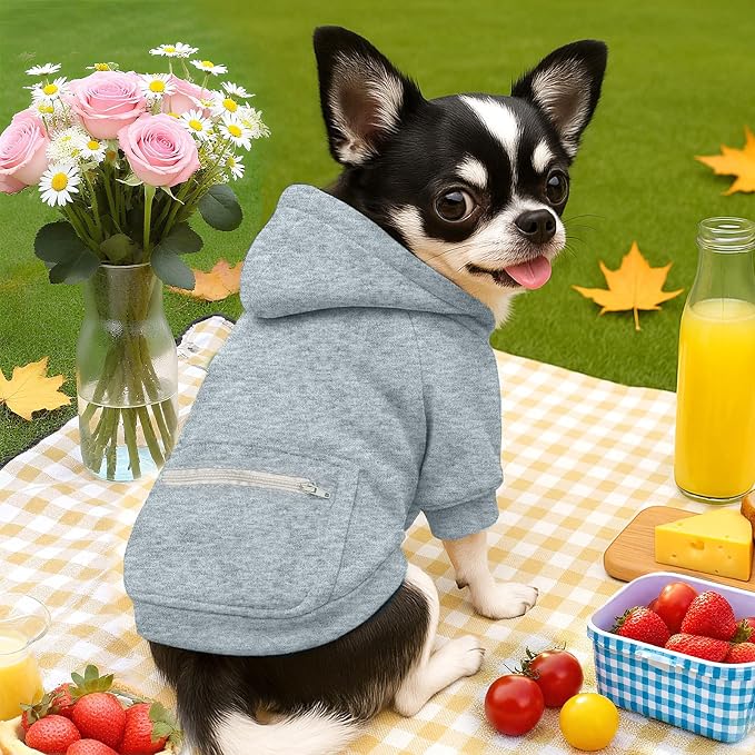 PETCARE Basic Dog Hoodie Sweaters for Small Medium Large Dogs Cats Puppy Clothes Soft Warm Fleece Dog Hoodies Sweatshirt with Small Pockets Fall Winter Chihuahua Dachshund Golden Retriever Outfits