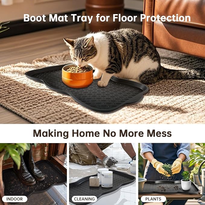 Boot Tray for Entryway, 6 Pack Waterproof Shoe Trays for Indoor Outdoor Use 30"x15" Durable Shoe Mat with Raised Edge, Non-Slip Tray for Boots, Pets, Garden & Muddy Shoes