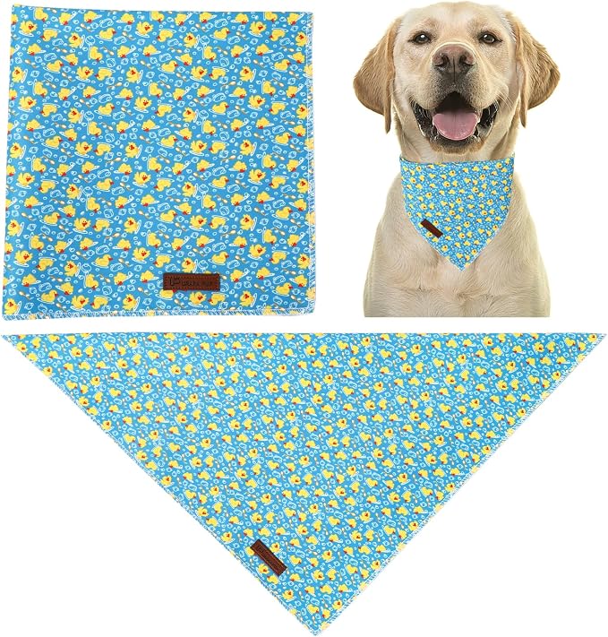 Duck Dog Bandana, Spring Summer Puppy Bandana for Boy Male Dogs, Soft Cotton Pet Pool Triangle Bid Scarf Kerchief for Girl Boy Dogs or Cats