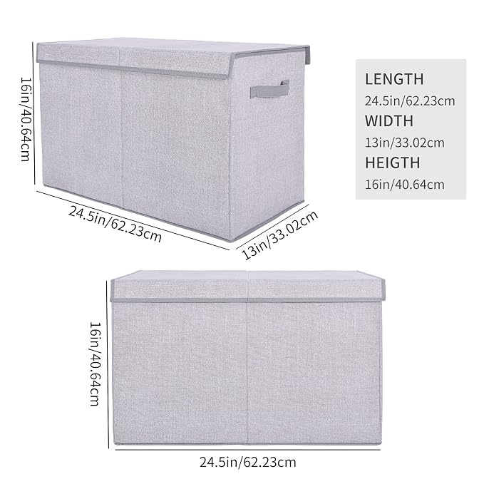 Pantryily Large Foldable Toy Storage Box with Lid,Plush Toy Organizer Chest