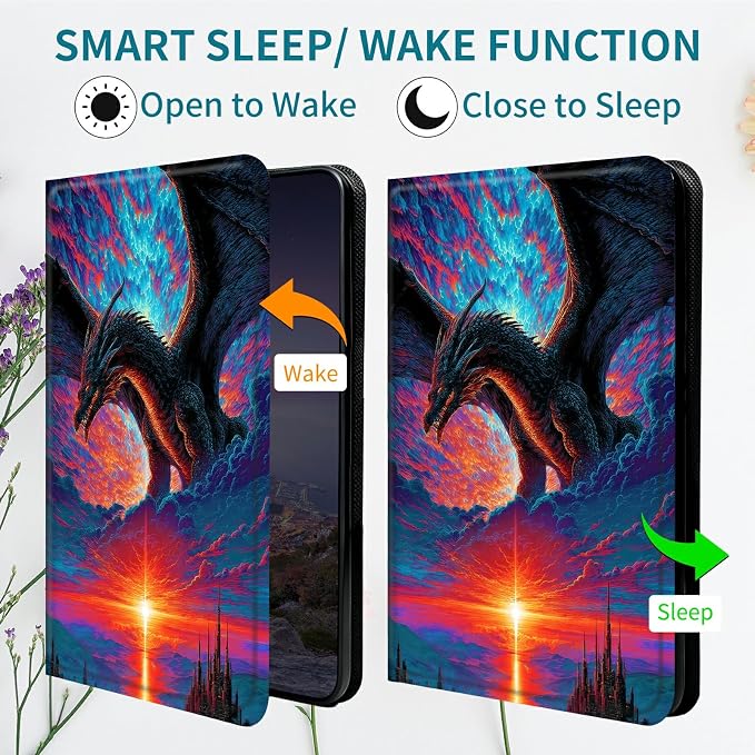 Case for Samsung Galaxy Tab S11 11" 2025, 360 Degree Rotating Stand with Multi-Angle Vertical & Horizontal Viewing Shockproof Protective Shell for Women Men, Sunset Dragon