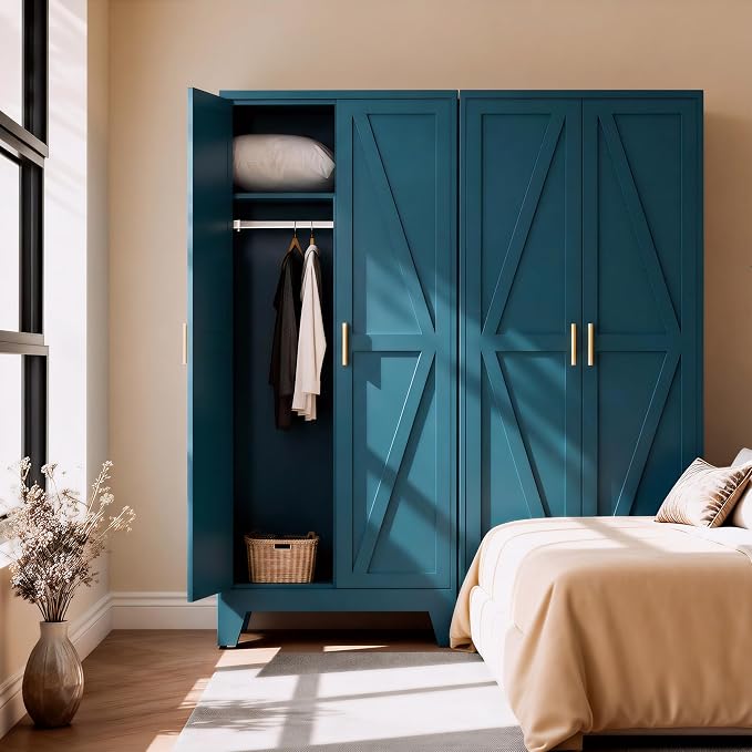 71" H Metal Garage Storage Cabinets,Broom Closet Storage Cabinet,Utility Cabinet,Blue Storage Cabinets
