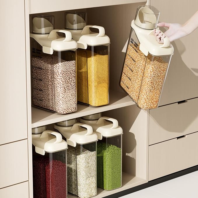 Rice Storage Container 5.5LBS-Airtight Food Storage Organizers BPA free Kitchen Storage Containers Material Suitable for Rice, Cereal, Flour,etc Pet Food Storage Container（4PC）