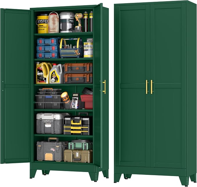 pozdeg 75" Green Heavy Duty Metal Garage Storage Cabinet