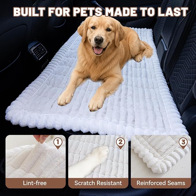 Dog Bed for Car Back Seat, Waterproof Dog Blanket for Car, White | Dog Bed for Car, Back Seat Dog Bed, Washable & Non-Slip Travel Pet Mat for For the Back Seat and Trunk, Fits Car, Truck & SUV