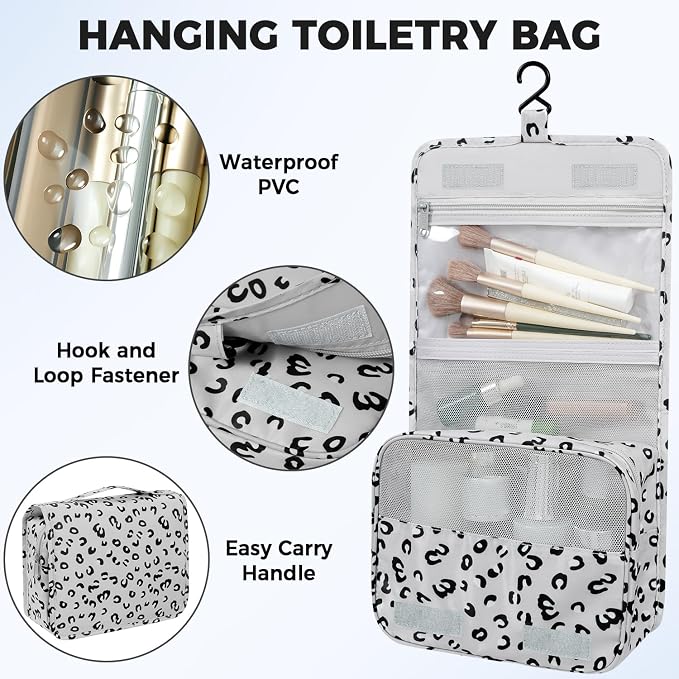 BAGAIL 9 Set Packing Cubes with Packing List Luggage Packing Organizers for Travel Accessories (Grey leopard)