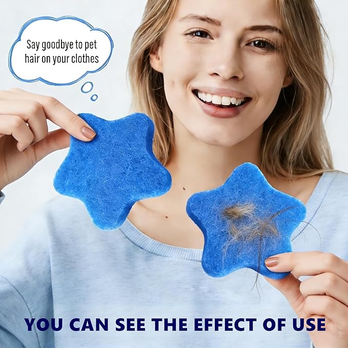 6 PCS Pet Hair Remover for Laundry – Effectively Removes Fur, Lint & Dander – Reusable, Eco-Friendly Laundry Pet Hair Catcher – Gentle on Clothes, Protects Machine, Easy to Use & Clean (Blue)