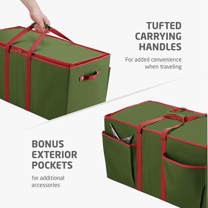 ZOBER Nutcracker Storage Containers - Ornament Christmas Figurine Storage Box - Christmas Village Containers Fits Up to 8 15-Inch Figurines & Xmas Decorations Accessories - Green