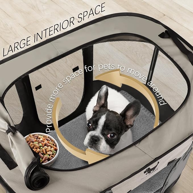 Dog Playpen, Foldable Kitten Playpen for Medium Dogs, Portable Pet Puppy Playpen with Removable Shade Cover, Indoor Outdoor Travel Camping Use for Small Pets with Carrying Case (XL, Grey)