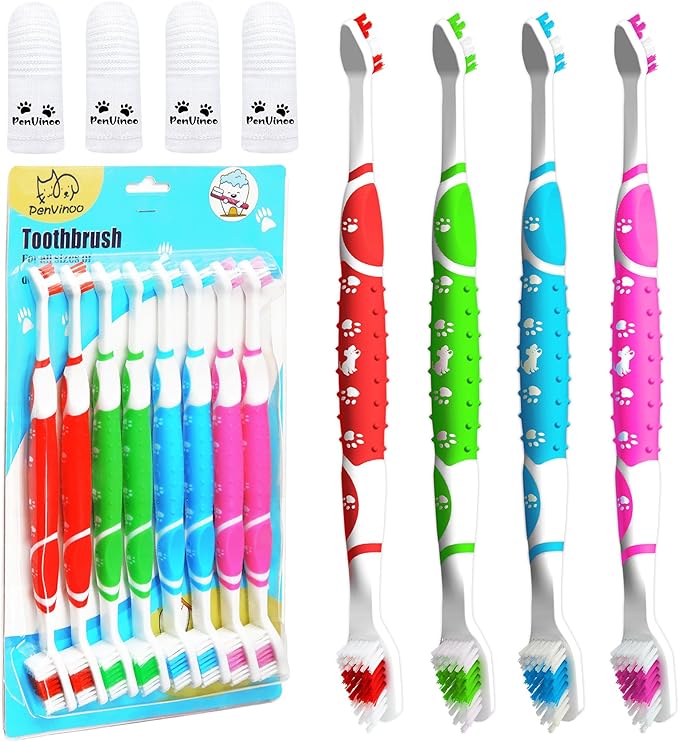 Dog Toothbrush pet Toothbrush Finger Toothbrush Small to Large Dogs,Cats with Soft Bristles Non Slip Dual Head Dog Toothbrush