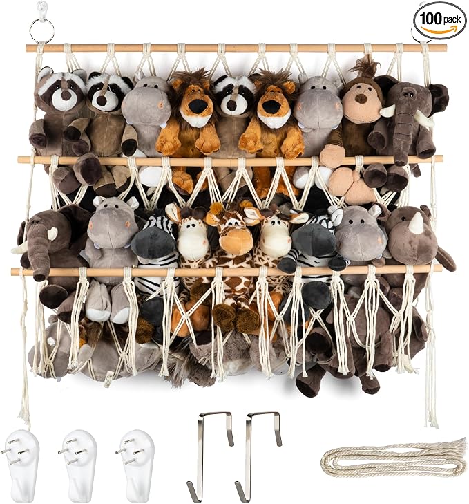 Over Door Stuffed Animal Storage Net Hammock Wall Hanging Toy | Organizer Holder Display Hanging Plush Toy Net for Corner Wall Stuffed Animal Storage display 29.9" H x 31.5" W