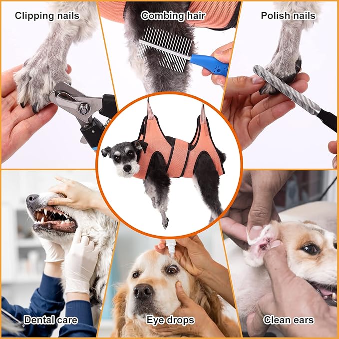Kkiimatt Dog Grooming Hammock,XXS Pet Grooming Harness for Extra Small Dogs,Hanging Harness for Nail Trimming,Dog Nail Hammock,Grooming Sling Holder with Wide Strap on Pet Restraint Bag