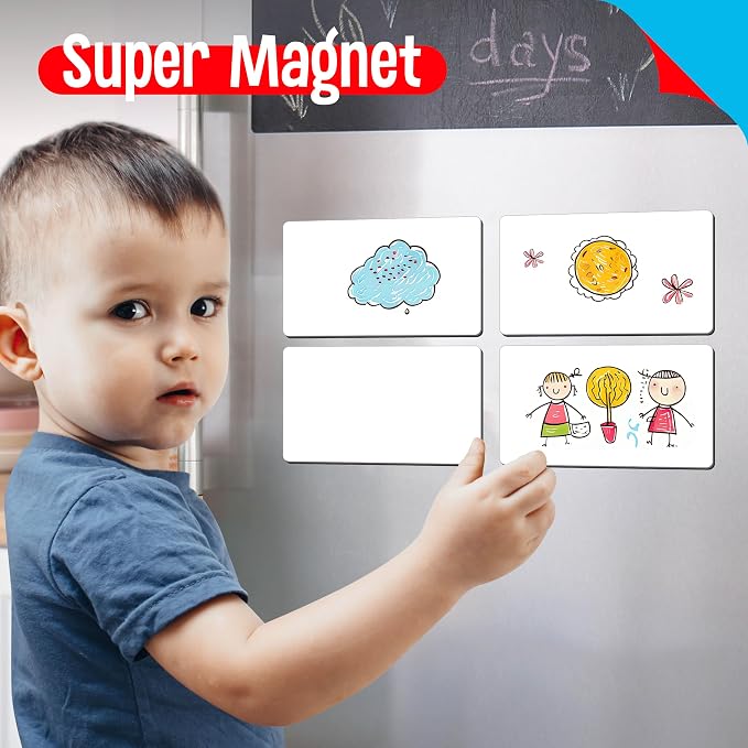 Magnetic Blank Label, 40 PCS Dry Erase Reusable Name Tag Stickers White Reusable Magnets for Whiteboards Locker Fridge School Office Home (Each Measures 3" x 5")