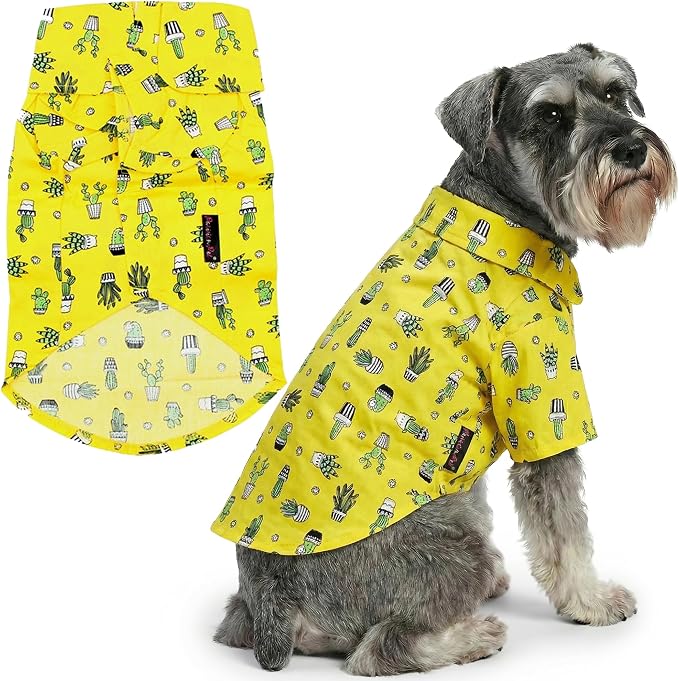 Parisian Pet Cactus Dog Shirt - Cotton Clothes for Large Dogs - Stylish Tropical Yellow Dog Outfit - Lightweight and Soft Puppy Clothes - Trendy Tshirts for Dogs - Comfortable Summer Camp Pet Apparel