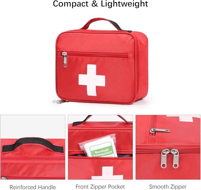 Gatycallaty First Aid Bag Empty Emergency Treatment Medical Bags Multi-Pocket for Home Office Car Traveling Hiking Trip (Medium, 1 Piece)