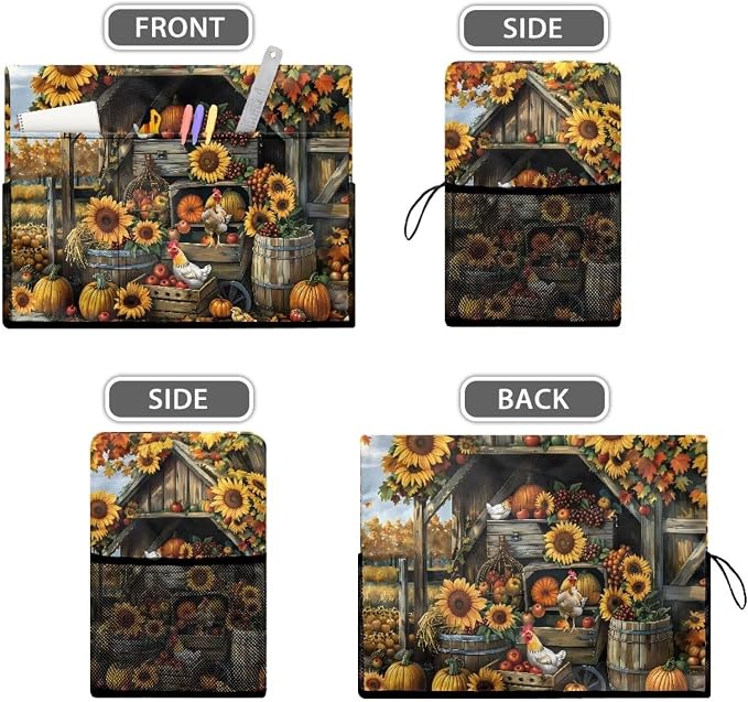 Sunflower Chicken Coop Sewing Machine Cover with Storage Pocket, 17.7 x 8.6 x 12.6 inches , Heavy-Duty Water-Resistant Fabric , Dust & Pet Hair Protection , Fits Brother, Singer, Janome
