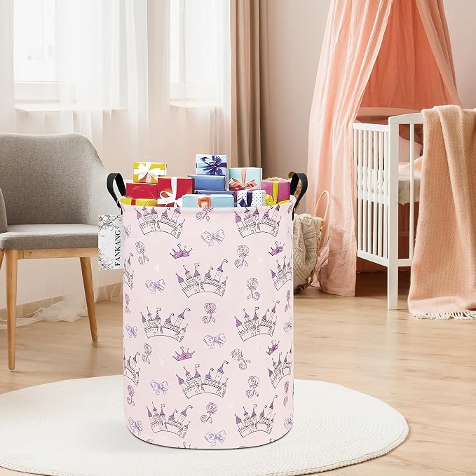 Castle Storage Bin Foldable Nursery Basket | Foldable with Waterproof PE Coating Organizer Bin for Kids Boys and Girls,Office,Bedroom,Clothes