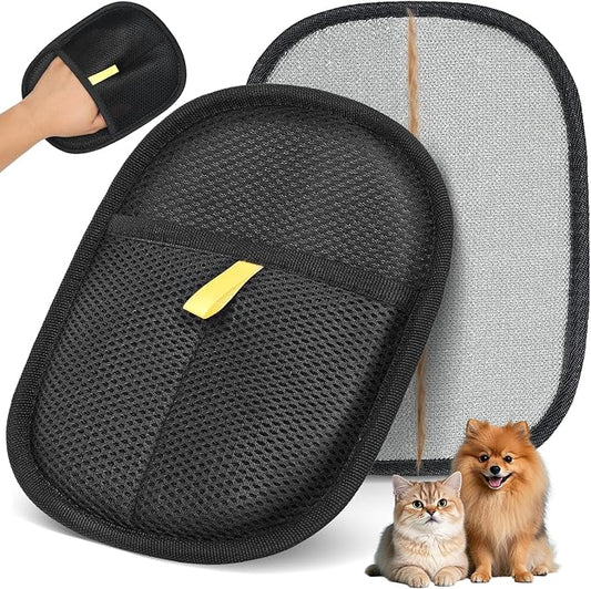 Pet Hair Removal Gloves, 2 Packs Reusable Electrostatic Pet Fur Remover Mitt, Washable Shedding Brush Glove for Dog Cat, Multi Surface Lint & Fur Cleaning Tool for Furniture, Car & Carpet