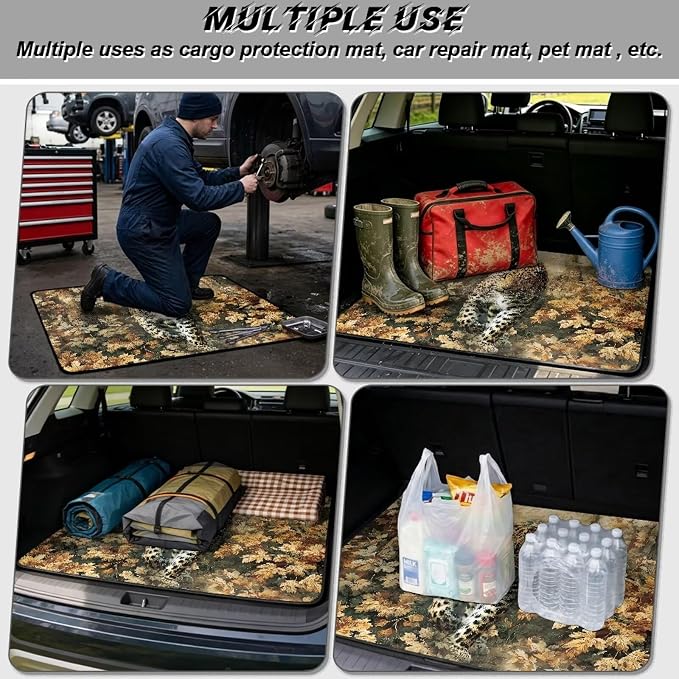 Wild Cheetah Car Trunk Mat Leopard Print Cargo Liners for Most Sedans SUVs Trucks, Non Slip Floor Mat Rear Trunk Liner Universal Size 29" x 39", All Weather
