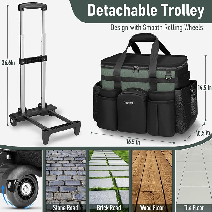 Ytonet XXL Rolling Cleaning Caddy, Large Cleaning Caddy with Wheels | Housekeeping Cart with Detachable Trolley, Water Resistant Cleaner Supplies with Wheels Organizer for Kitchen, Tool Organizer
