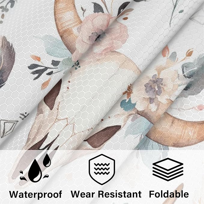 Western Bull Skull 6 Set Compression Packing Cubes | Retro Cow Flower Head Travel Accessories Expandable Packing Organizers Space Saver Bags for Organizing Clothes