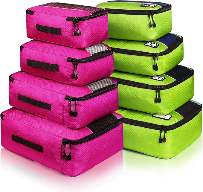 Packing Cubes large Luggage Organizers Bags For Travel Organizing Clothes | Mixed Color 8 Set Suitable family or two-person trips; breathable mesh make easy to sort; durable and convenient to store